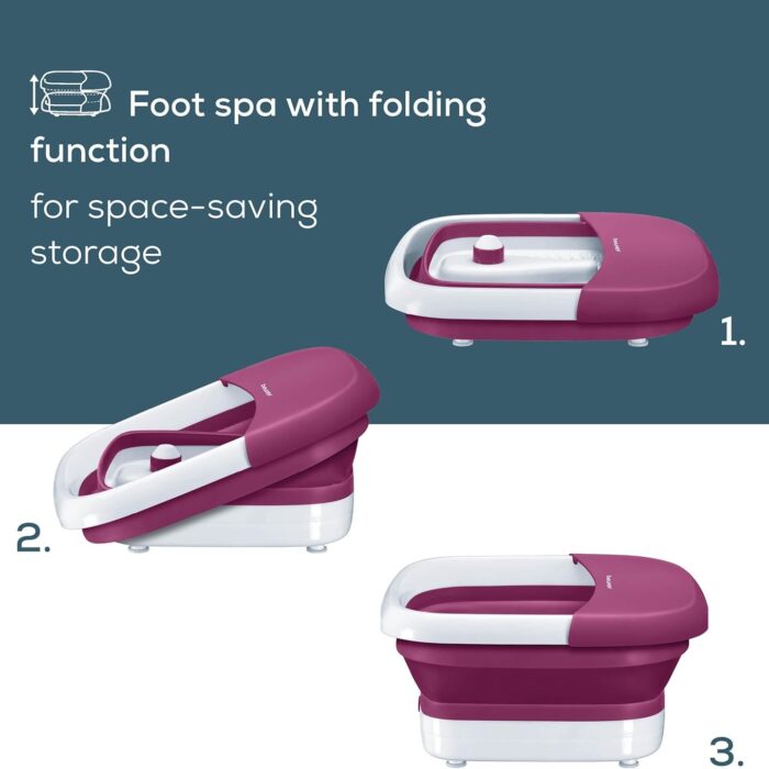 Beurer FB 30 – Bain de pieds pliable avec chauffage, massage par vibrations et bulles, points infrarouges et station de pédicure intégrée